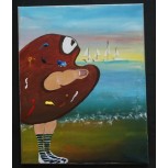 PALETA DE PINTORA EN BUSCA DE INSPIRACIÓN CUADRO COMIC