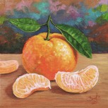 Mandarina sobre la mesa